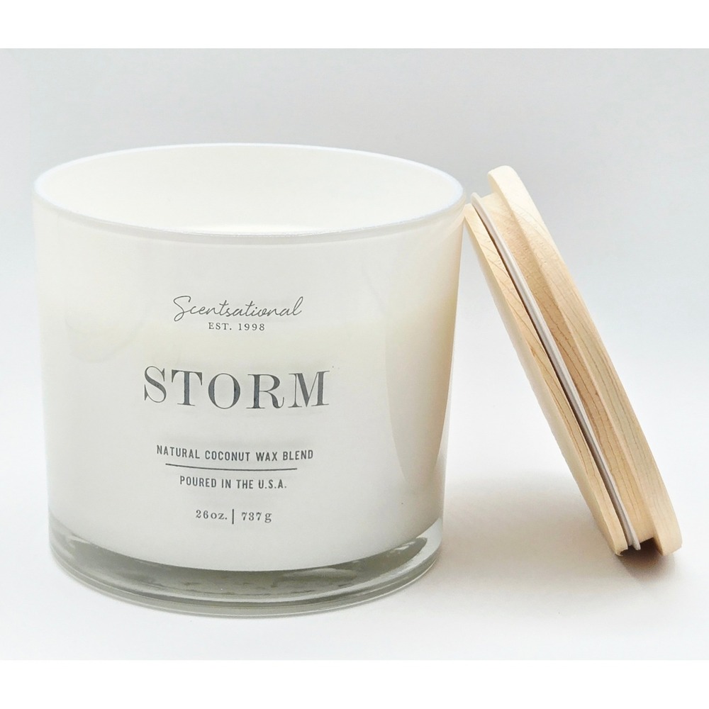 Scentsational Storm Candle 26oz White Coconut Wax Blend Wood Lid